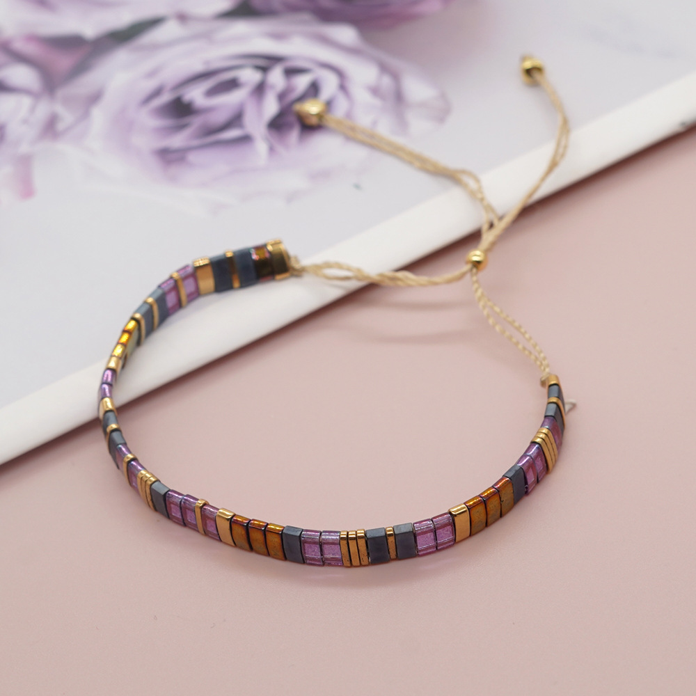 Bohemian Geometric Glass Rope Knitting Unisex Drawstring Bracelets display picture 9