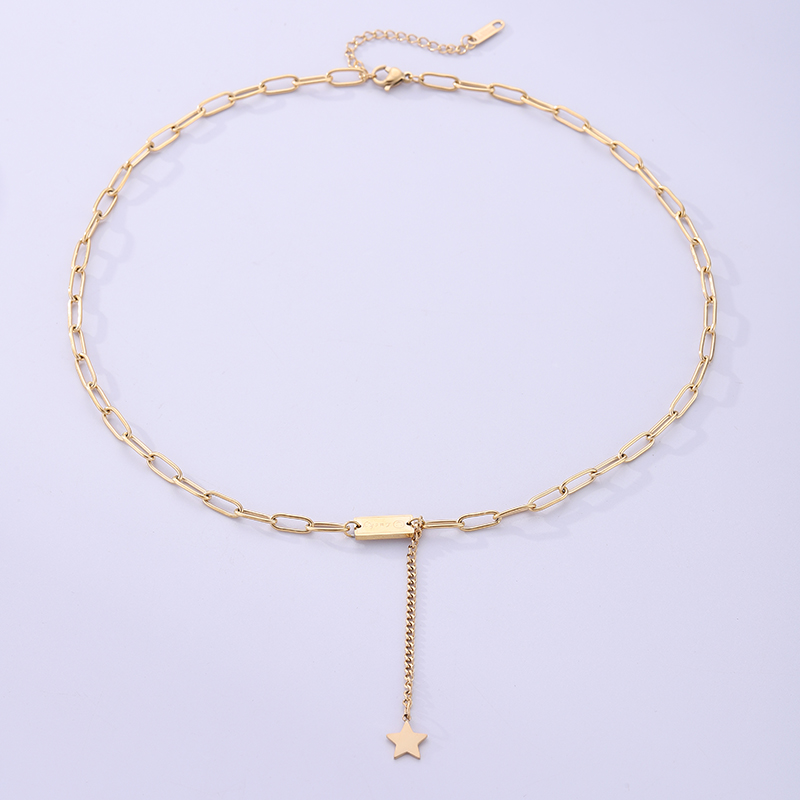 Style Simple Lettre Star Acier Inoxydable Placage Plaqué Or 18k Collier display picture 4