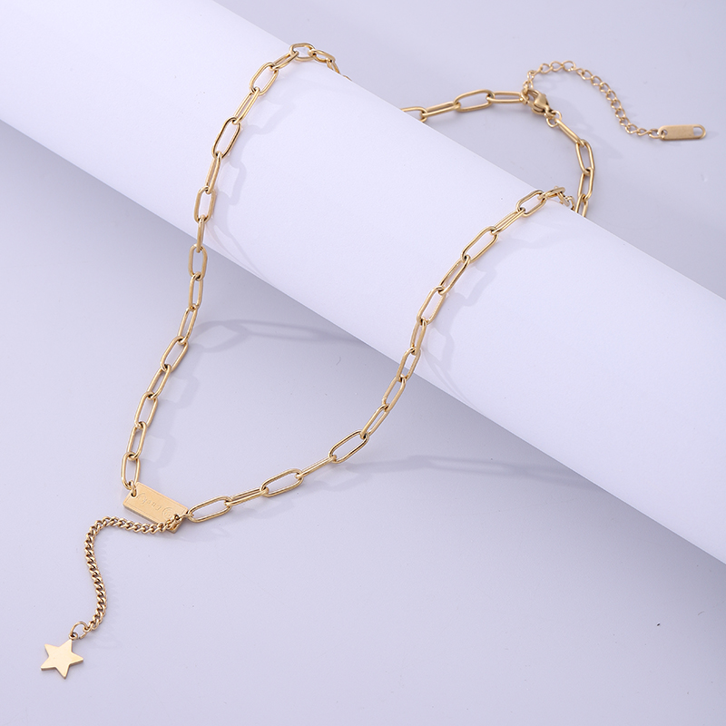 Simple Style Letter Star Stainless Steel Plating 18k Gold Plated Necklace display picture 1