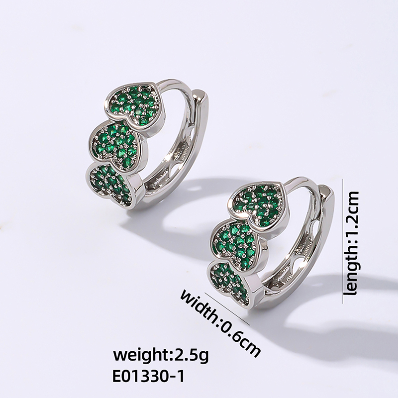 1 Pair Vintage Style Simple Style Heart Shape Plating Inlay Copper Zircon Earrings display picture 7