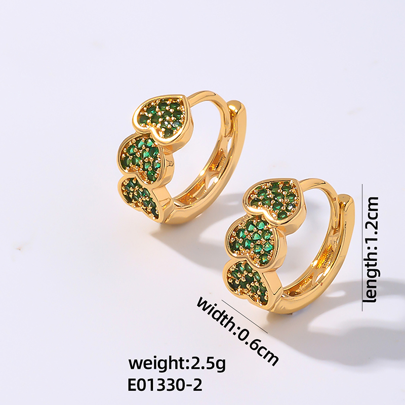1 Pair Vintage Style Simple Style Heart Shape Plating Inlay Copper Zircon Earrings display picture 12
