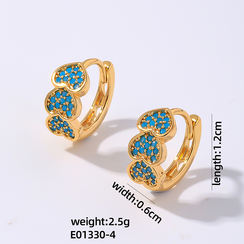 1 Pair Vintage Style Simple Style Heart Shape Plating Inlay Copper Zircon Earrings display picture 8