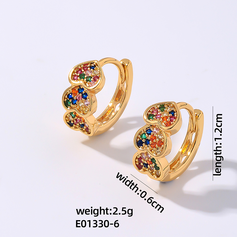 1 Pair Vintage Style Simple Style Heart Shape Plating Inlay Copper Zircon Earrings display picture 11