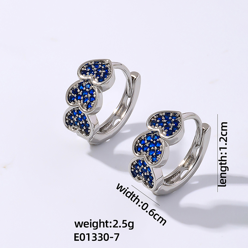 1 Pair Vintage Style Simple Style Heart Shape Plating Inlay Copper Zircon Earrings display picture 5