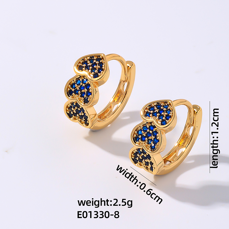 1 Pair Vintage Style Simple Style Heart Shape Plating Inlay Copper Zircon Earrings display picture 9