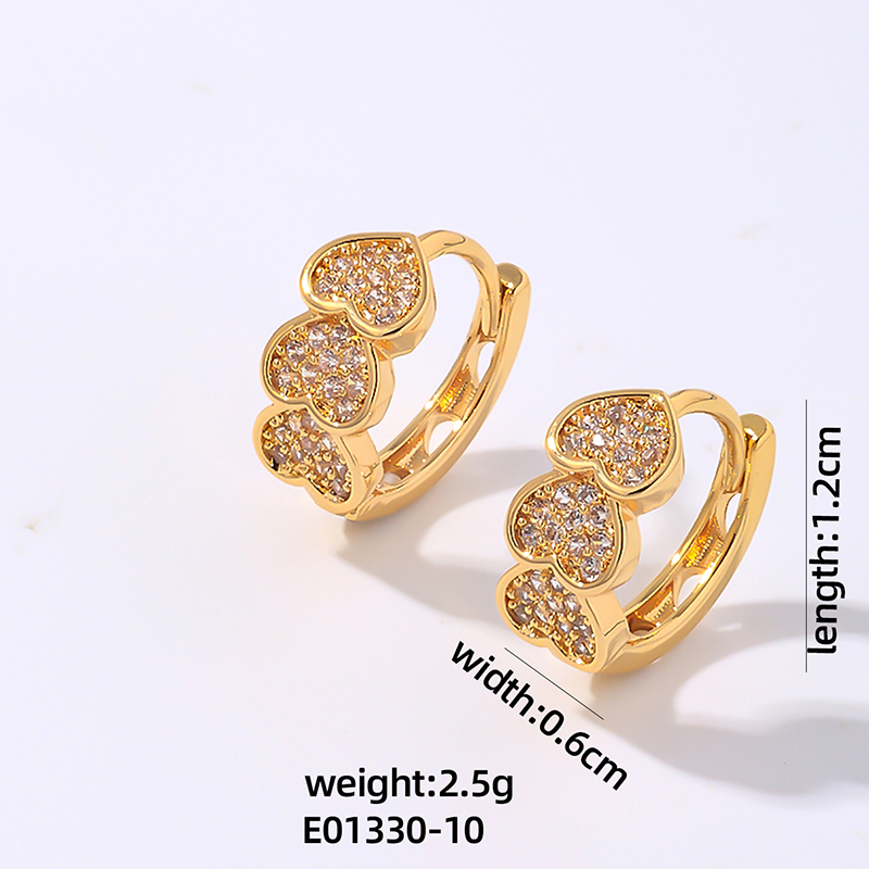 1 Pair Vintage Style Simple Style Heart Shape Plating Inlay Copper Zircon Earrings display picture 13