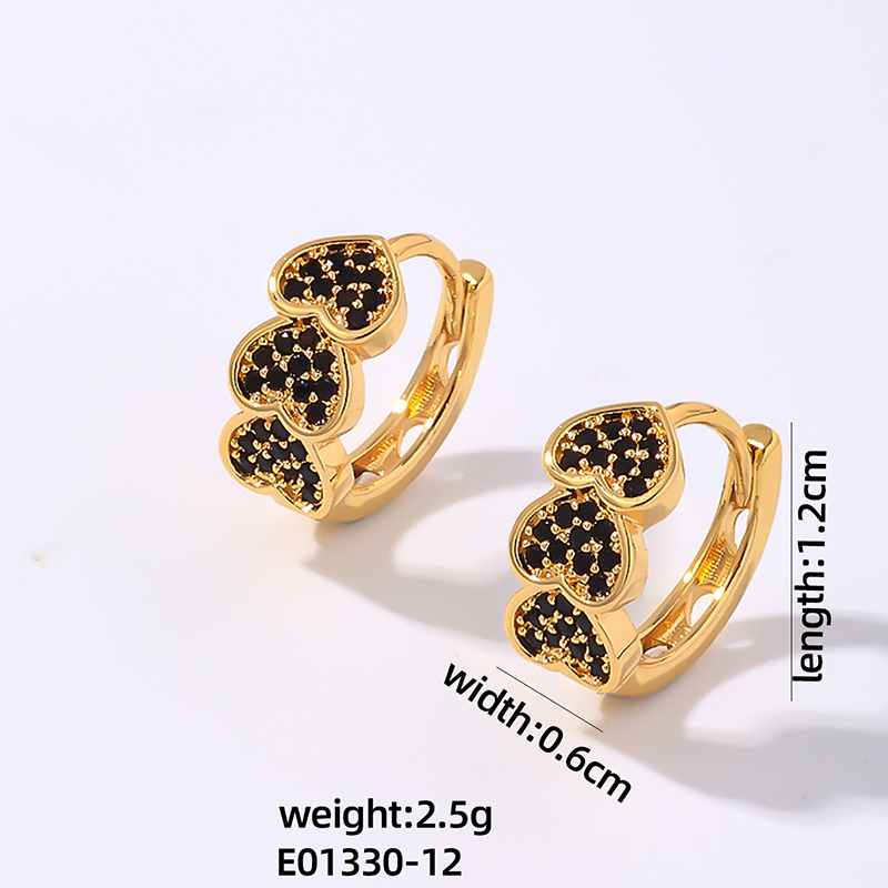 1 Pair Vintage Style Simple Style Heart Shape Plating Inlay Copper Zircon Earrings display picture 10