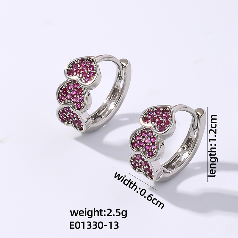 1 Pair Vintage Style Simple Style Heart Shape Plating Inlay Copper Zircon Earrings display picture 6