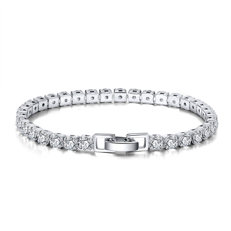 Glam Simple Style Solid Color Sterling Silver Plating Inlay Zircon White Gold Plated Rhodium Plated Silver Plated Tennis Bracelet display picture 1
