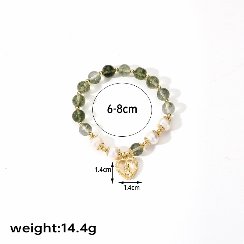 Ig Style Japanese Style Irregular Rabbit Heart Shape Freshwater Pearl Copper Beaded Plating Zircon 18k Gold Plated Bracelets display picture 2