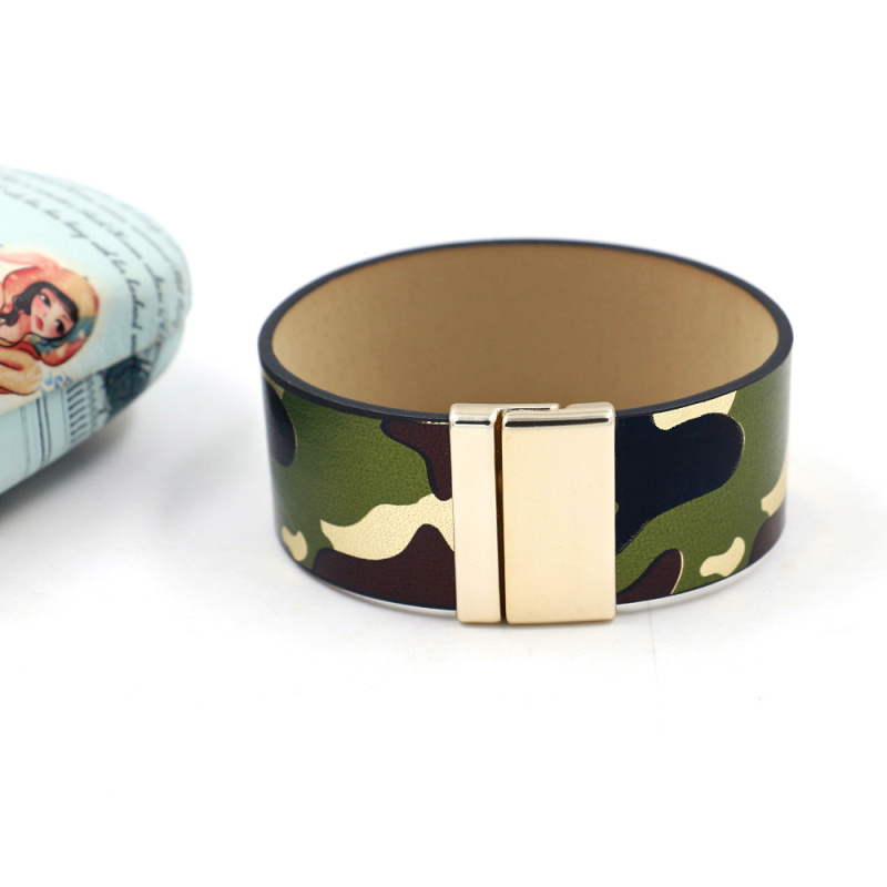Ig Style Camouflage Pu Leather Unisex Bangle display picture 3