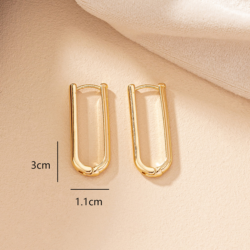1 Pair Simple Style Classic Style Commute U Shape Plating Alloy 14k Gold Plated Earrings display picture 2