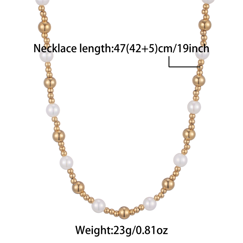Casual Vintage Style Round Stainless Steel Freshwater Pearl Beaded Plating 18k Gold Plated Necklace display picture 1
