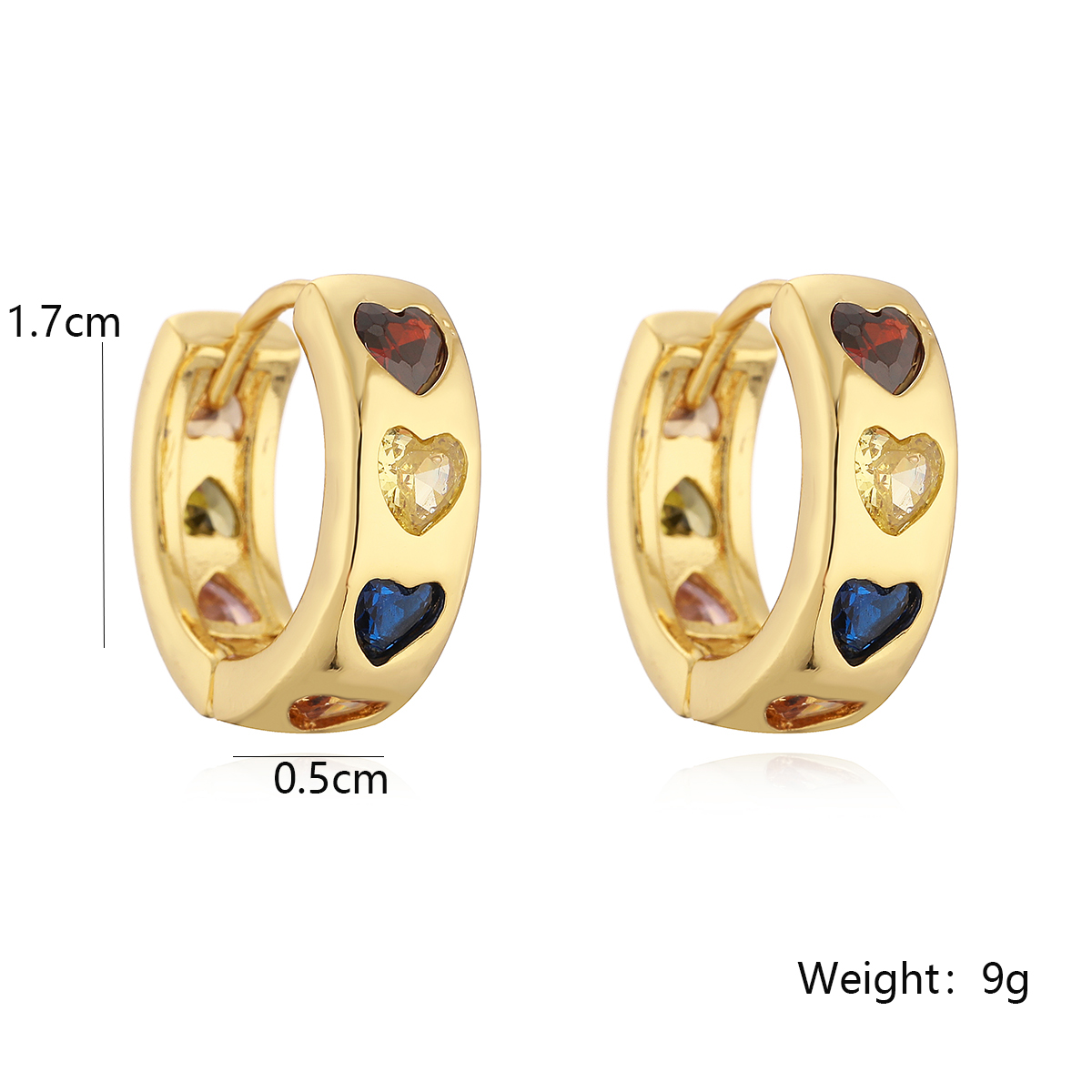 1 Pair Simple Style Heart Shape Plating Inlay Copper Zircon 18k Gold Plated Hoop Earrings display picture 1