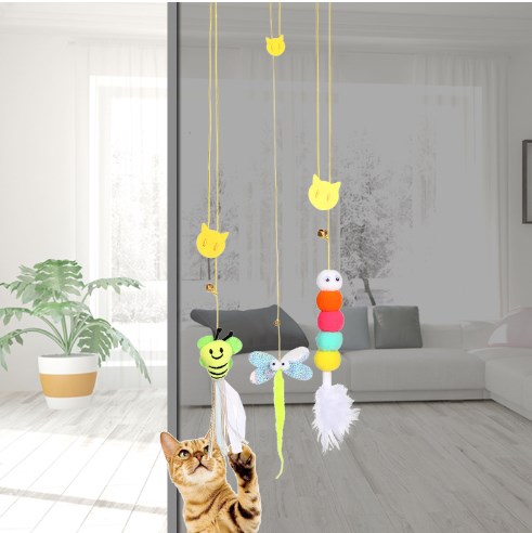 New Hanging Cat Teaser Toy Hanging Door Elastic String Cat Teaser Toy Feather Little Mouse Cat Teaser Self-hi Relieving Stuffy display picture 2