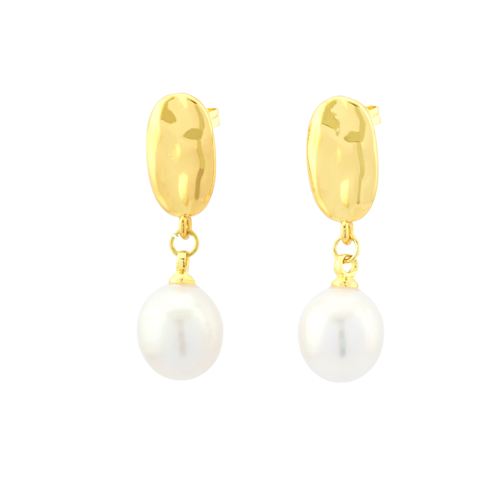 1 Paar Elegant Einfacher Stil Irregulär Überzug Inlay Kupfer Perle 18 Karat Vergoldet Tropfenohrringe display picture 3