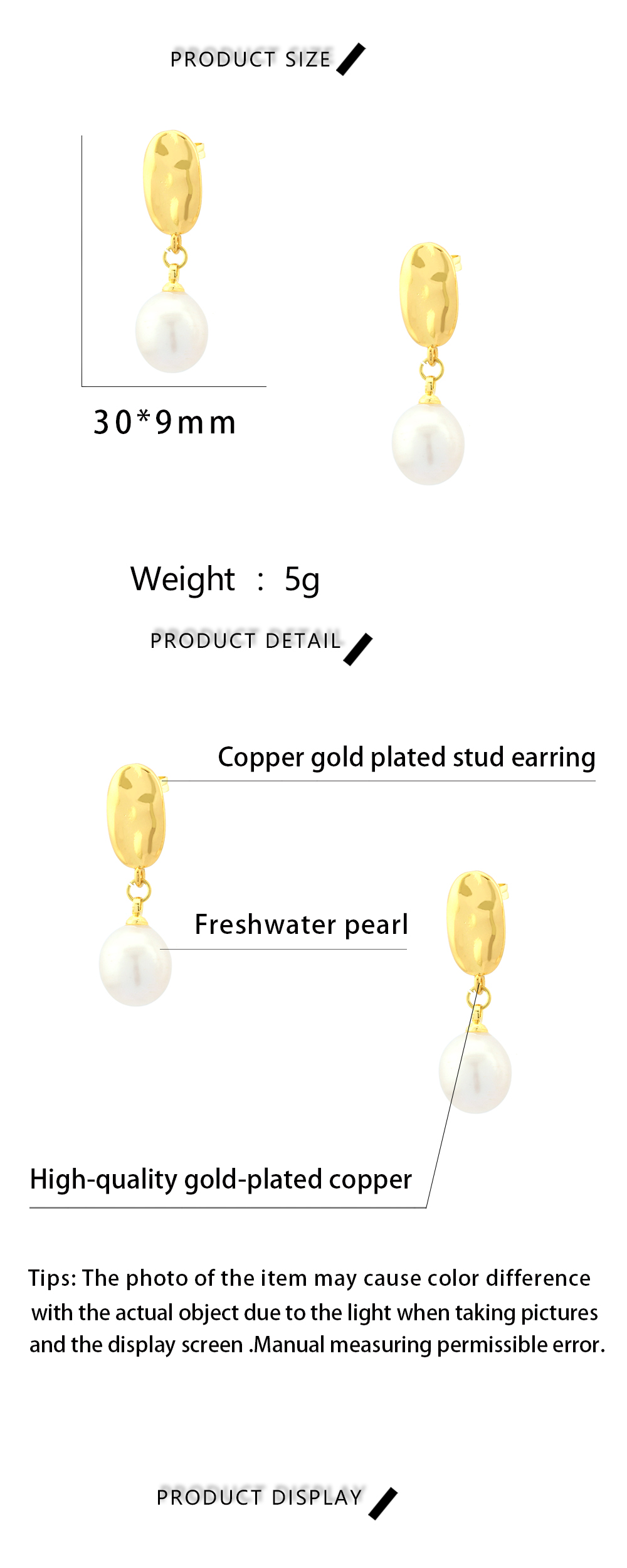 1 Paar Elegant Einfacher Stil Irregulär Überzug Inlay Kupfer Perle 18 Karat Vergoldet Tropfenohrringe display picture 1