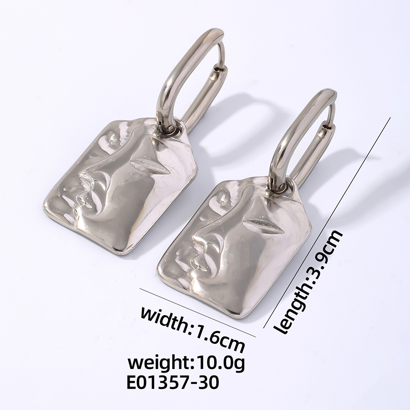 1 Pair IG Style Vintage Style Human Face Polishing Plating 304 Stainless Steel Drop Earrings display picture 7