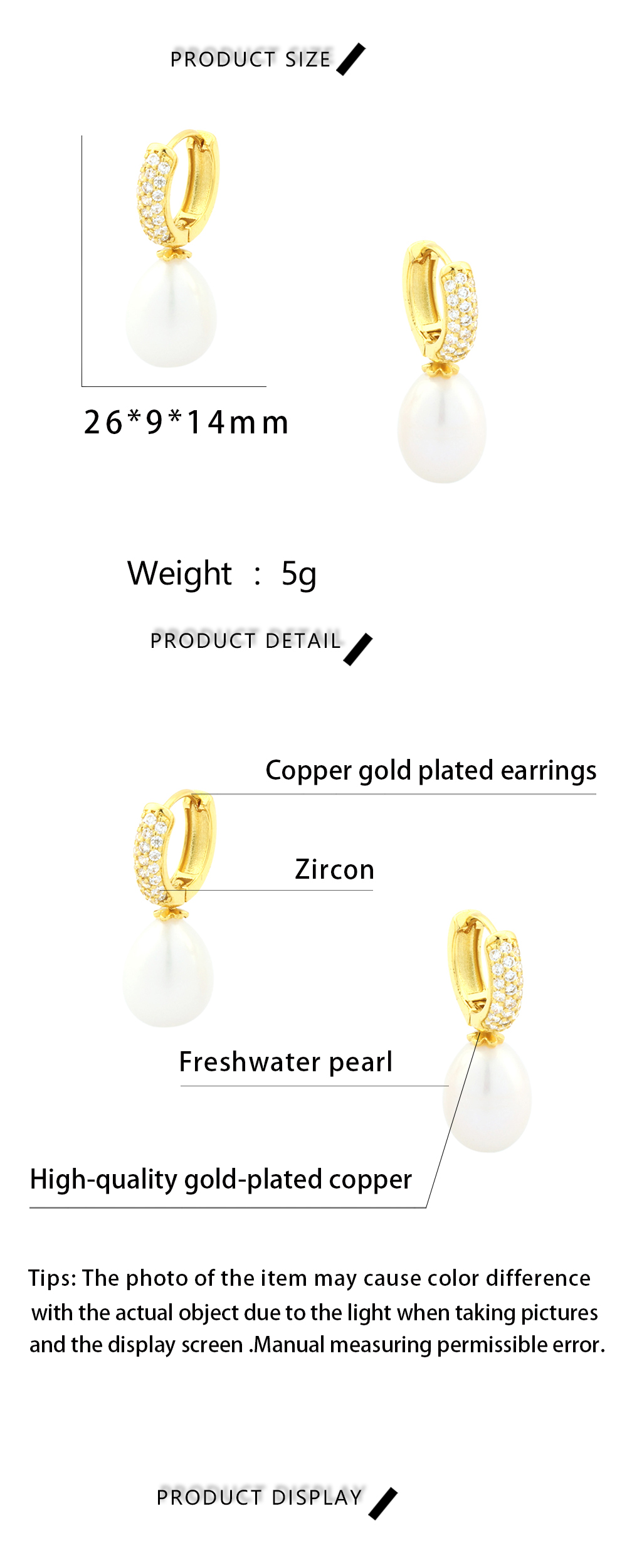 1 Pair Simple Style Irregular Round Plating Inlay Freshwater Pearl Copper Pearl Zircon 18k Gold Plated Drop Earrings display picture 1