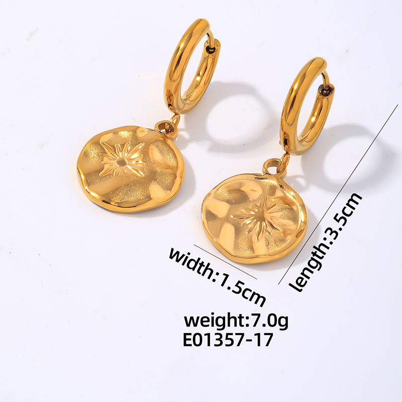 1 Pair IG Style Simple Style Star Heart Shape Polishing Plating Carving 304 Stainless Steel K Gold Plated Rhodium Plated Drop Earrings display picture 2