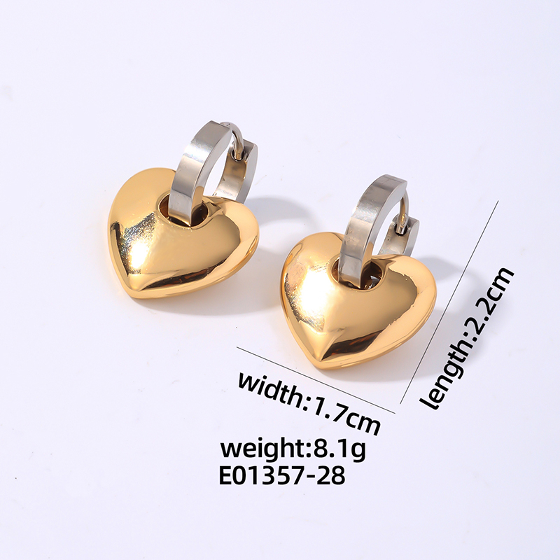 1 Pair Hip-Hop Vintage Style Heart Shape Polishing Plating 304 Stainless Steel Gold Plated Silver Plated Drop Earrings display picture 18