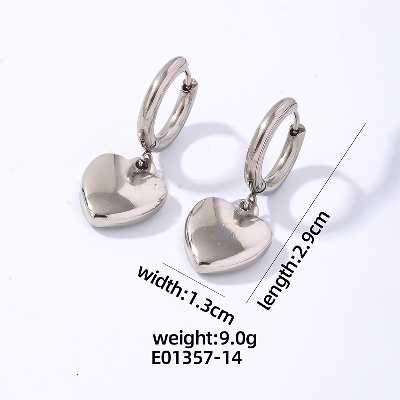 1 Pair IG Style Simple Style Star Heart Shape Polishing Plating Carving 304 Stainless Steel K Gold Plated Rhodium Plated Drop Earrings display picture 4