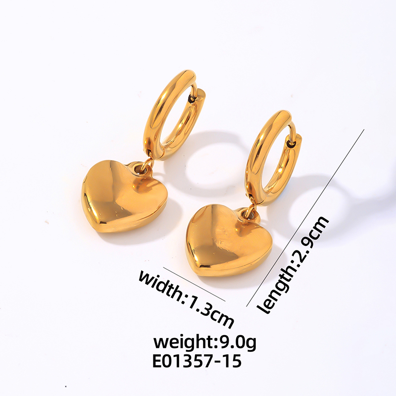 1 Pair Hip-Hop Vintage Style Heart Shape Polishing Plating 304 Stainless Steel Gold Plated Silver Plated Drop Earrings display picture 16