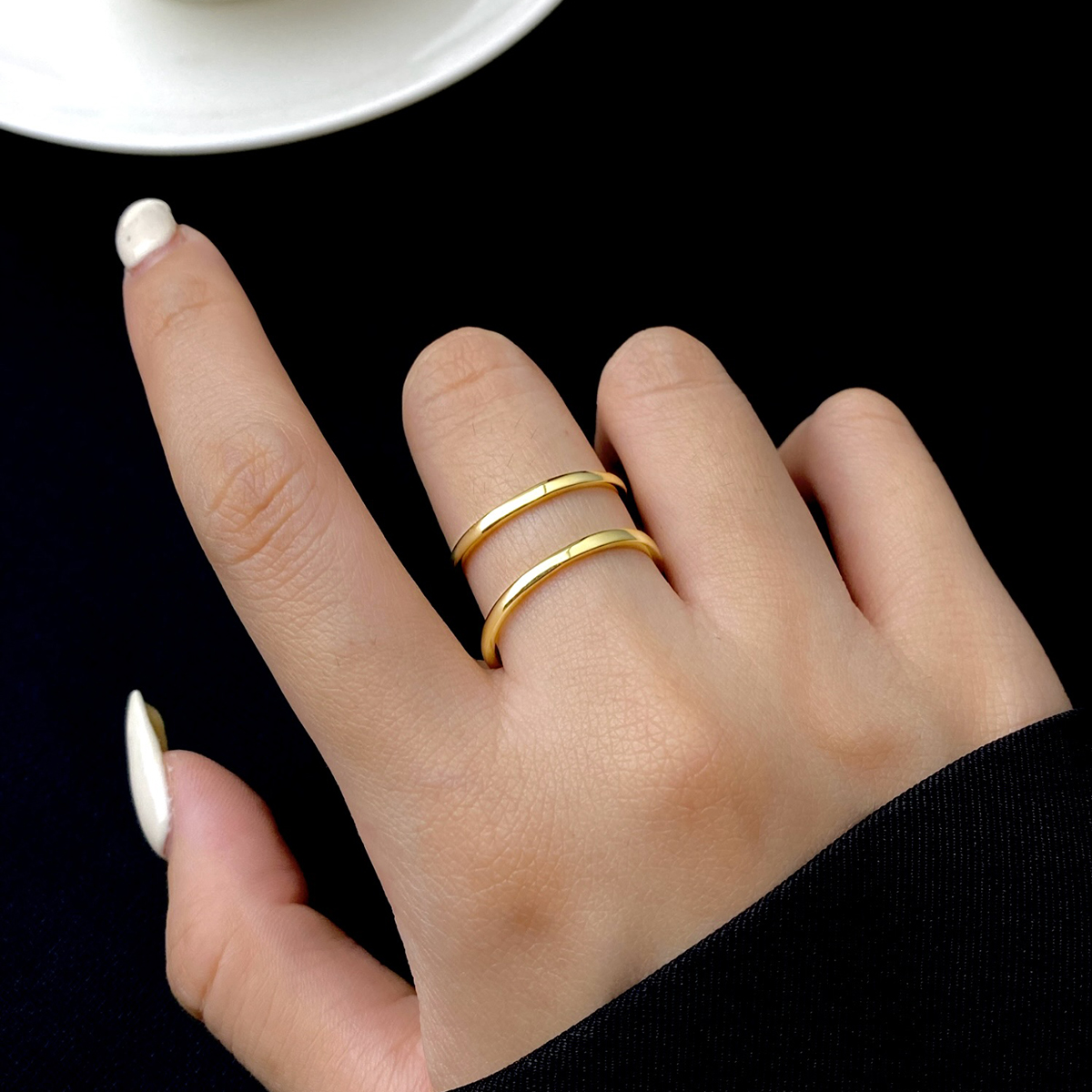 Elegant Simple Style Solid Color Sterling Silver Plating Gold Plated Open Rings display picture 1