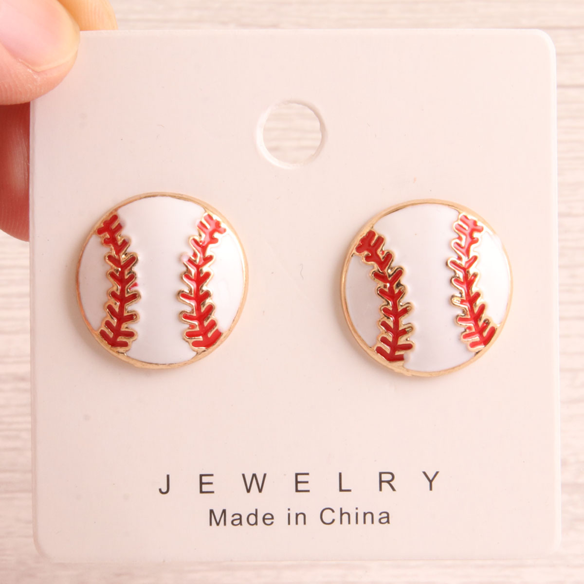 1 Pair Preppy Style Simple Style Sports Baseball Rugby Basketball Enamel Alloy Ear Studs display picture 2