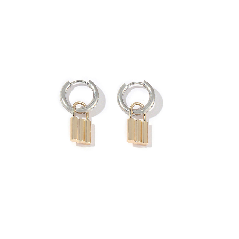 1 Pair IG Style Simple Style Lock Polishing Plating Stainless Steel 18K Gold Plated Drop Earrings display picture 6