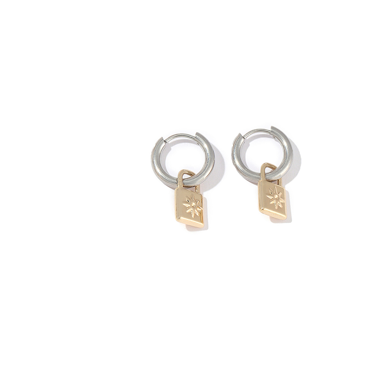 1 Pair IG Style Simple Style Lock Polishing Plating Stainless Steel 18K Gold Plated Drop Earrings display picture 5