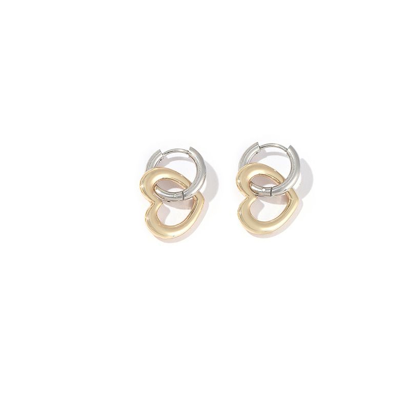 1 Pair Elegant Geometric Heart Shape Polishing Plating 304 Stainless Steel Copper Earrings display picture 5
