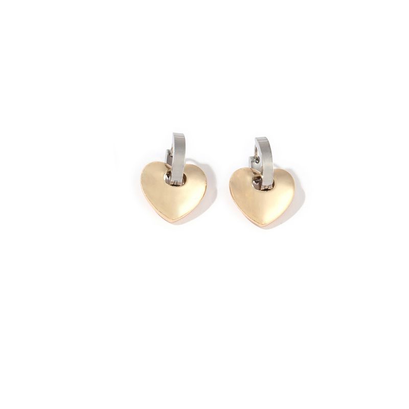 1 Pair Elegant Geometric Heart Shape Polishing Plating 304 Stainless Steel Copper Earrings display picture 8