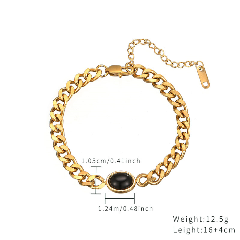 Wholesale Elegant Retro Oval Stainless Steel Plating Inlay Gold Plated Zircon Bracelets Necklace display picture 5