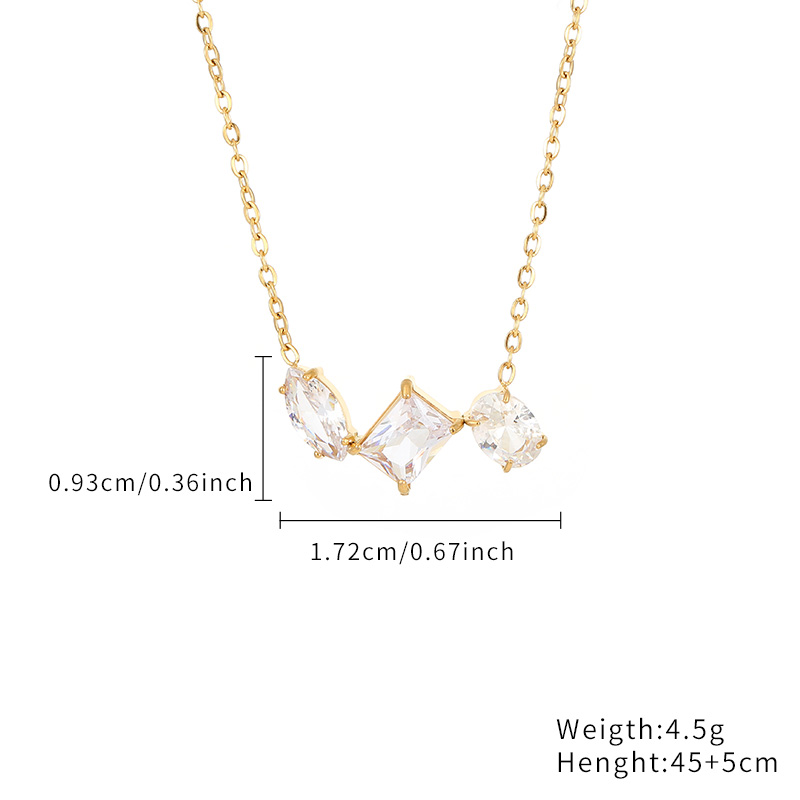 Stainless Steel Elegant Simple Style Geometric Zircon Pendant Necklace display picture 1
