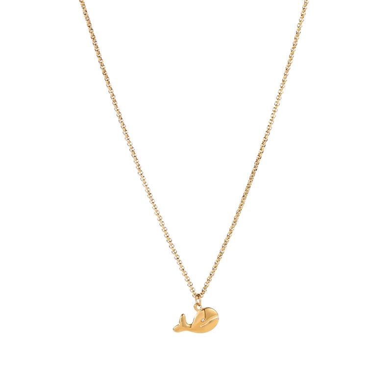 Simple Style Classic Style Dragonfly Whale Stainless Steel Plating Gold Plated Pendant Necklace display picture 2
