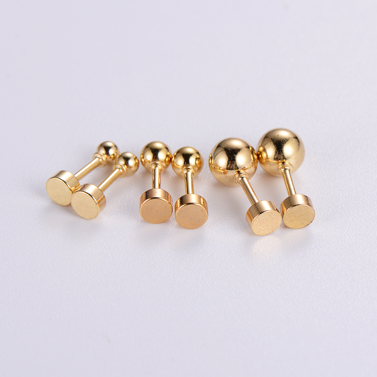 12 Pairs Simple Style Classic Style Round Polishing Plating Stainless Steel 18k Gold Plated Ear Studs display picture 1