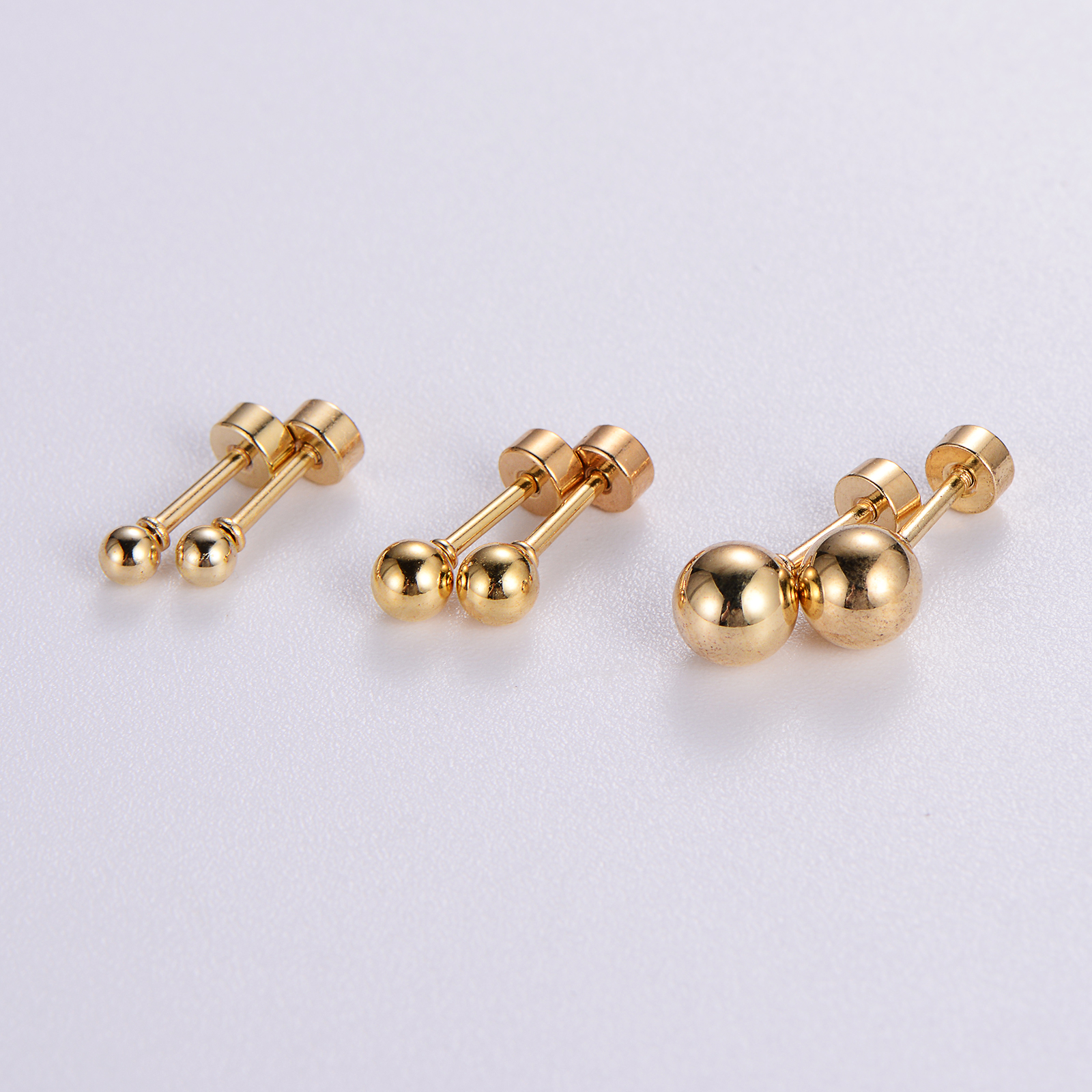 12 Pairs Simple Style Classic Style Round Polishing Plating Stainless Steel 18k Gold Plated Ear Studs display picture 3