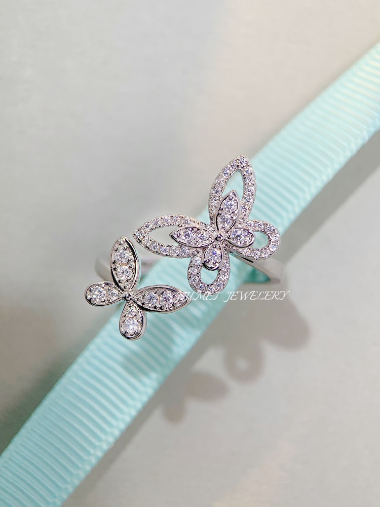 Casual Simple Style Butterfly Sterling Silver High Carbon Diamond Open Rings In Bulk display picture 3