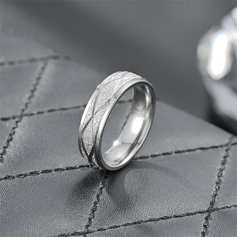 Simple Style Round Rhombus Titanium Steel Criss Cross Plating 18k Gold Plated Wide Band Rings display picture 5