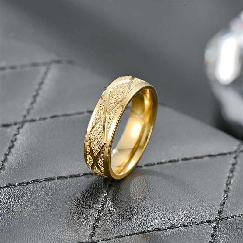 Simple Style Round Rhombus Titanium Steel Criss Cross Plating 18k Gold Plated Wide Band Rings display picture 7