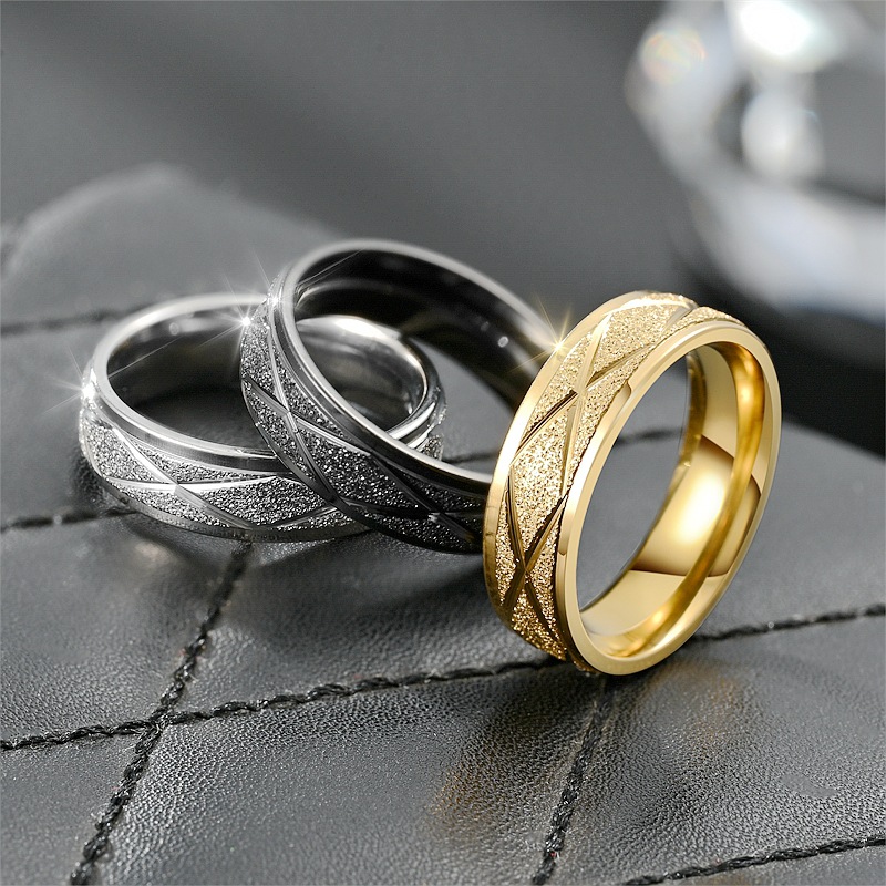 Simple Style Round Rhombus Titanium Steel Criss Cross Plating 18k Gold Plated Wide Band Rings display picture 1