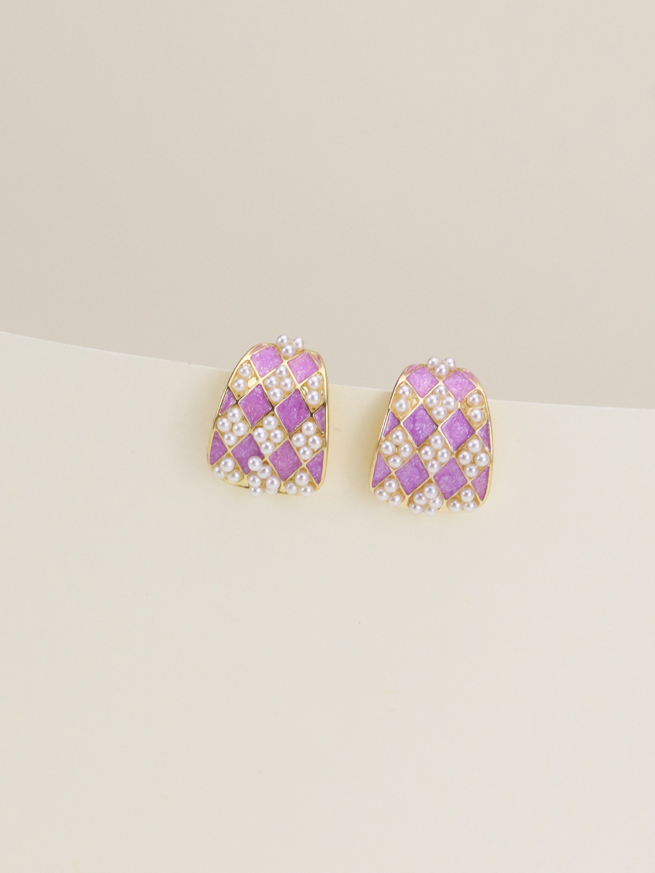 1 Pair Simple Style Geometric Flower Enamel Inlay Alloy Rhinestones Pearl Drop Earrings Ear Studs display picture 8