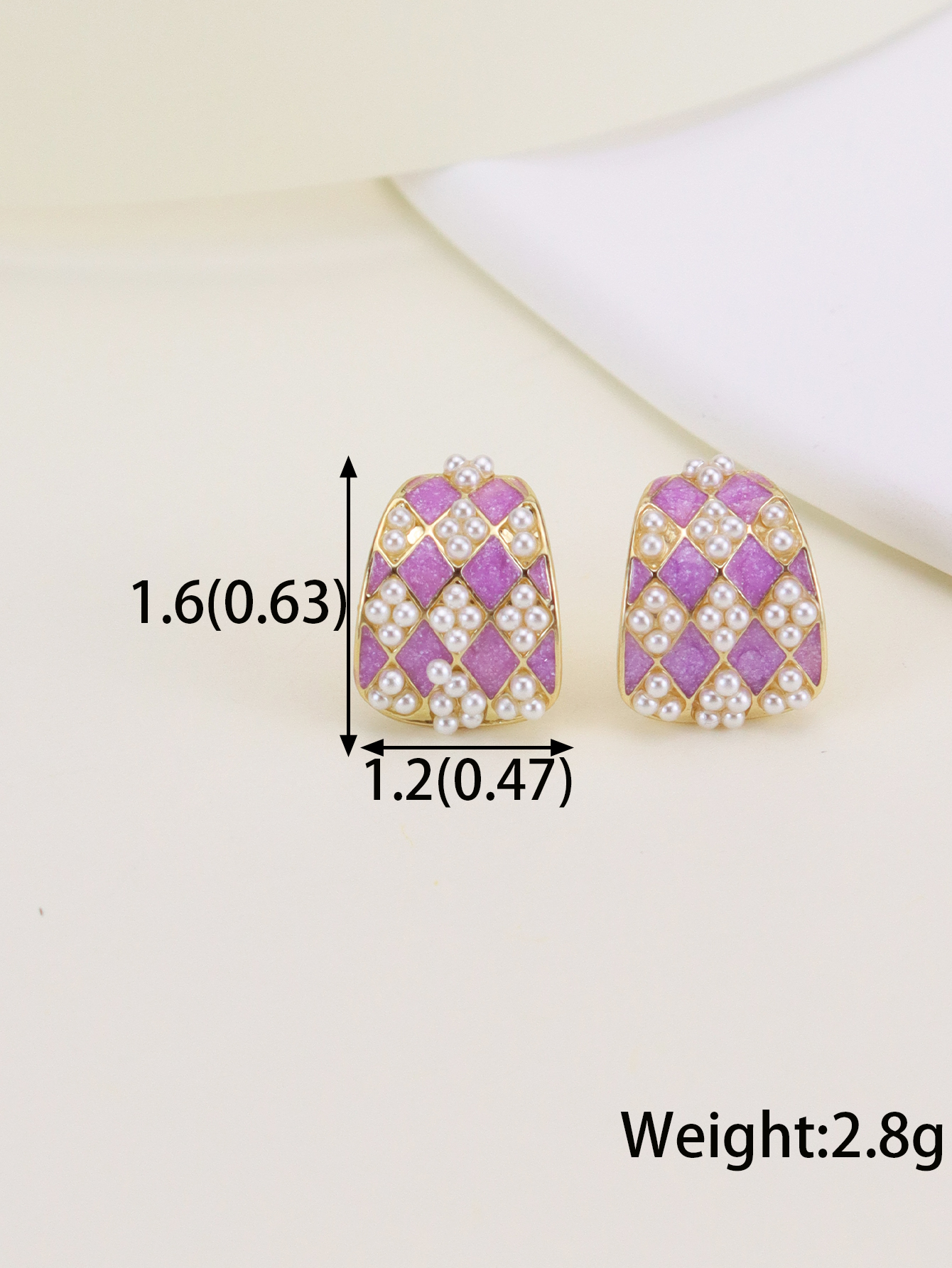 1 Pair Simple Style Geometric Flower Enamel Inlay Alloy Rhinestones Pearl Drop Earrings Ear Studs display picture 10