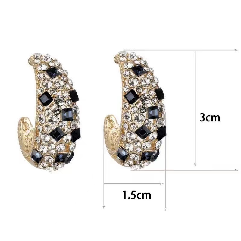 1 Pair Elegant Shiny C Shape Plating Inlay Alloy Artificial Gemstones Gold Plated Ear Studs display picture 4