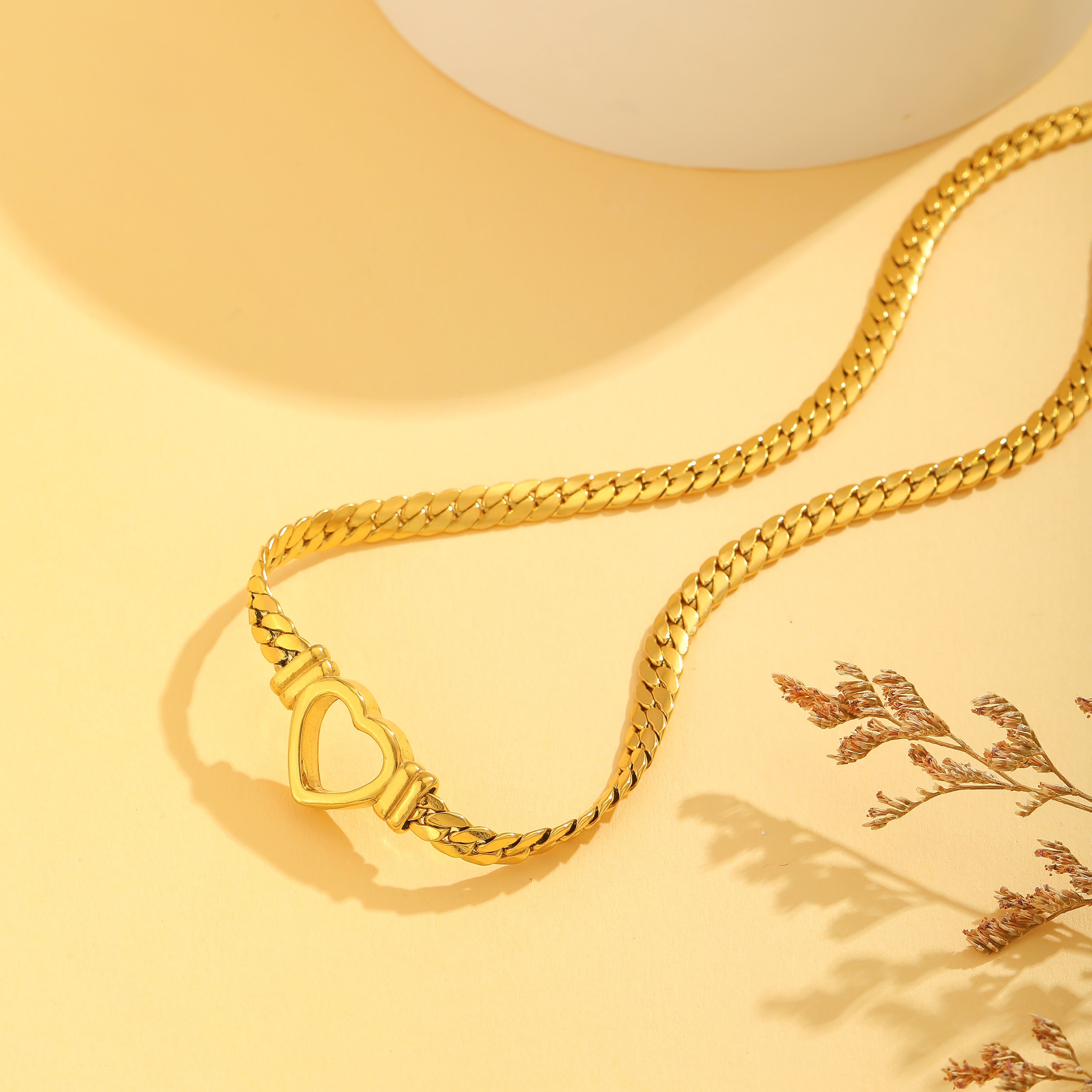 Titan Stahl 18 Karat Vergoldet Einfacher Stil Perle Überzug Inlay Teufels Auge Herzform Blume Zirkon Halskette display picture 1