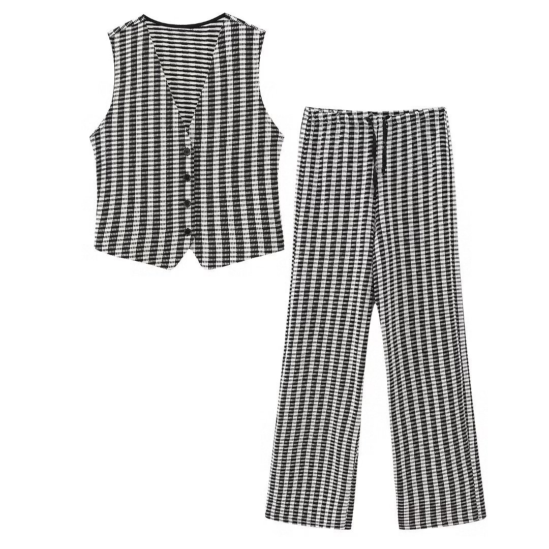 Daily Women's Casual Stripe Polyester Button Pants Sets Pants Sets display picture 3