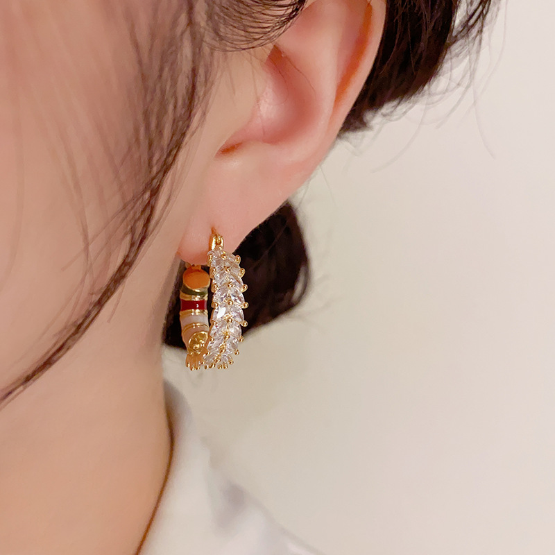 1 Pair Elegant Vintage Style Color Block Copper Hoop Earrings display picture 2