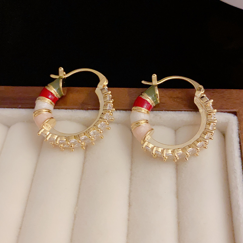 1 Pair Elegant Vintage Style Color Block Copper Hoop Earrings display picture 4