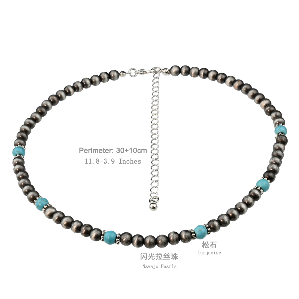 Stainless Steel Plastic Turquoise Silver Plated Vintage Style Handmade Beaded Handmade Color Block Necklace display picture 4